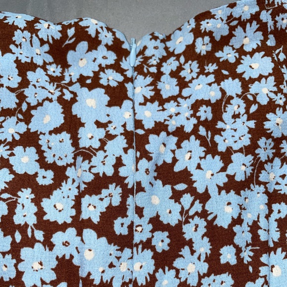 Zara long skirt brown and blue flowers pattern - Picture 2 of 5